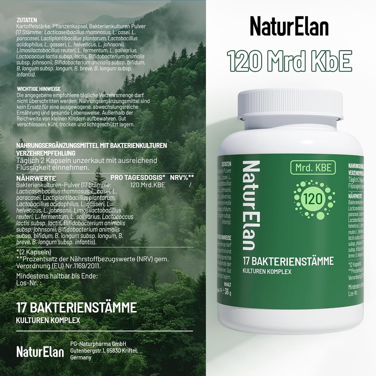 NaturElan 120 Mrd. KbE Bakterienkulturen Komplex – 17 Stämme, vegan