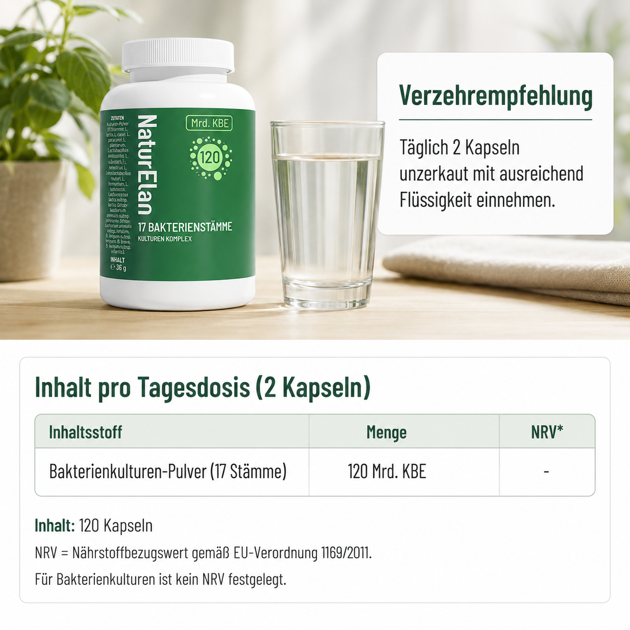 120 Mrd. KbE Bakterienkulturen Komplex – 17 Stämme | Vegan