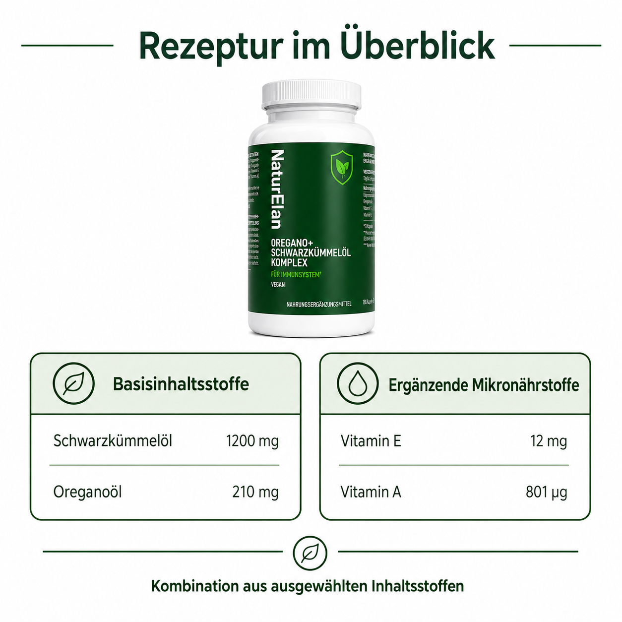 Oregano+ Schwarzkümmelöl Komplex – 180 Kapseln | Vegan