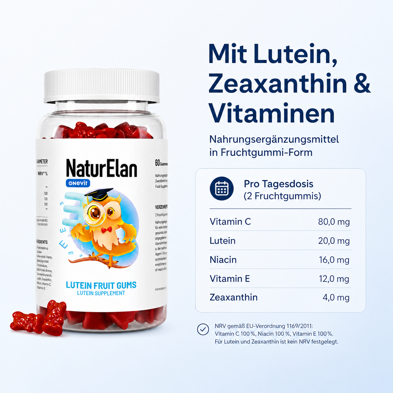 NaturElan Lutein & Zeaxanthin Fruchtgummis – 60 Stück