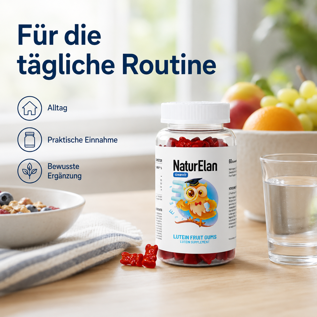 NaturElan Lutein & Zeaxanthin Fruchtgummis – 60 Stück