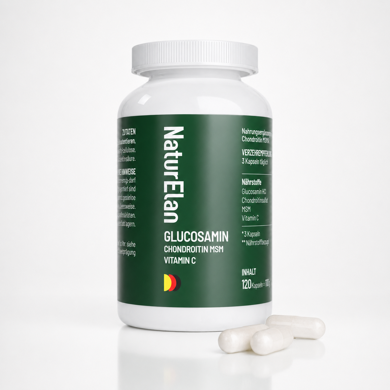 Glucosamin Chondroitin MSM Vitamin C – 120 Kapseln | Vegan