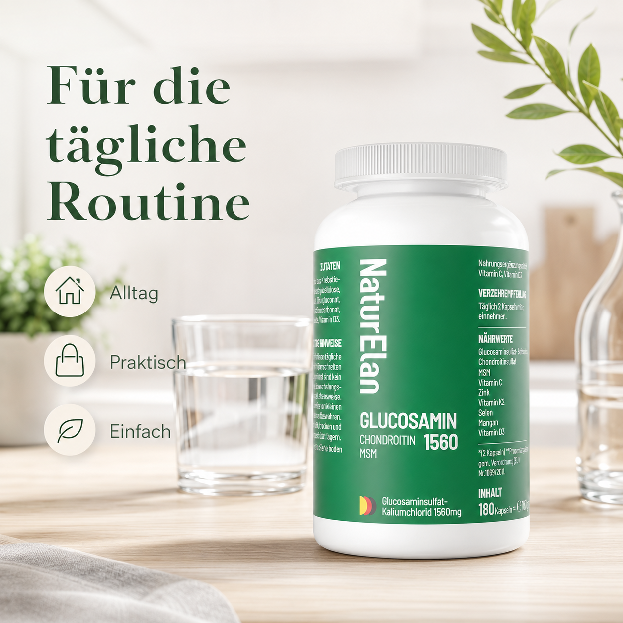 Glucosamin Chondroitin 1560 MSM – 180 Kapseln | Vegan