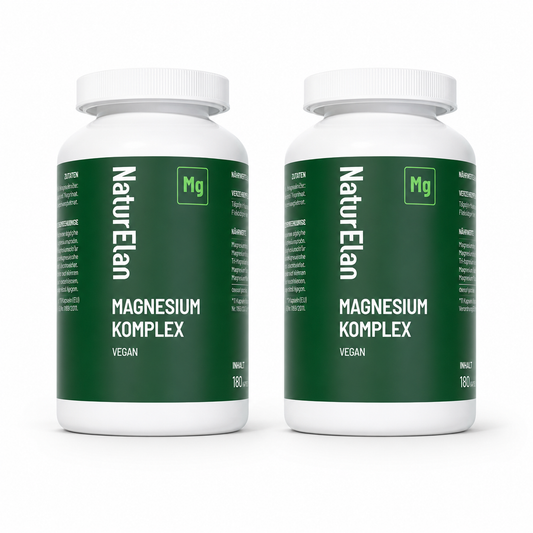 NaturElan Magnesium Komplex Doppelpack – 2 x 180 Kapseln (360 Kapseln), 5-fach Komplex, 400 mg elementares Magnesium (107 % NRV), vegan
