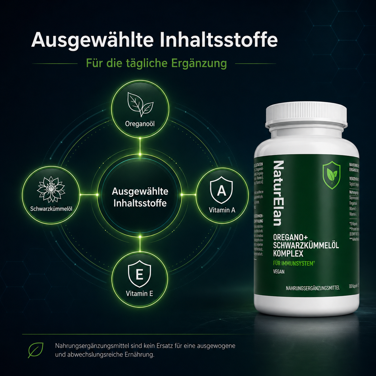 Oregano+ Schwarzkümmelöl Komplex – 180 Kapseln | Vegan