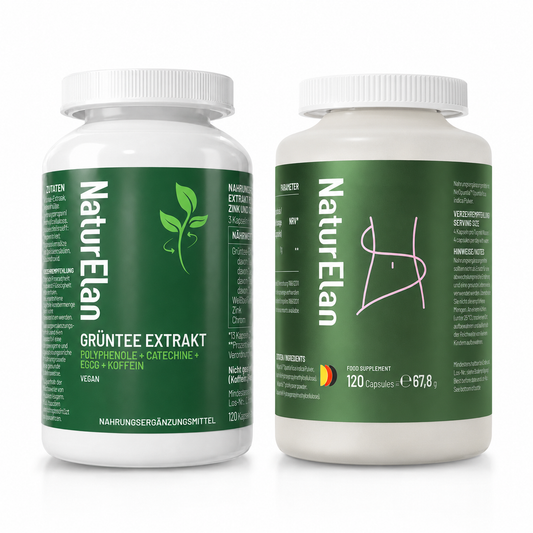 NaturElan Kombi-Set – NeOpuntia™ Feigenkaktus-Pulver 120 Kapseln + Grüntee Extrakt mit Polyphenolen, Catechinen, EGCG & Koffein 120 Kapseln, Zink, Chrom, vegan