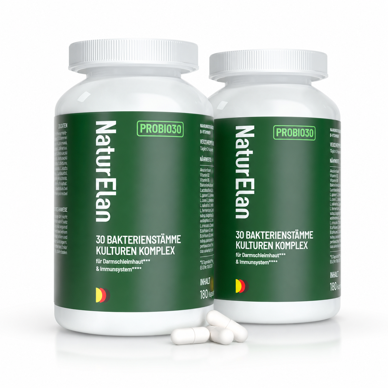 NaturElan PROBIO30 Doppelpack – 30 Bakterienstämme Kulturen Komplex (2 × 180 Kapseln)