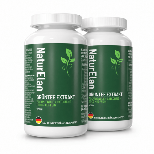 NaturElan Grüntee Extrakt – Polyphenole, Catechine, EGCG & Koffein, 2 × 120 Kapseln (Doppelpack)