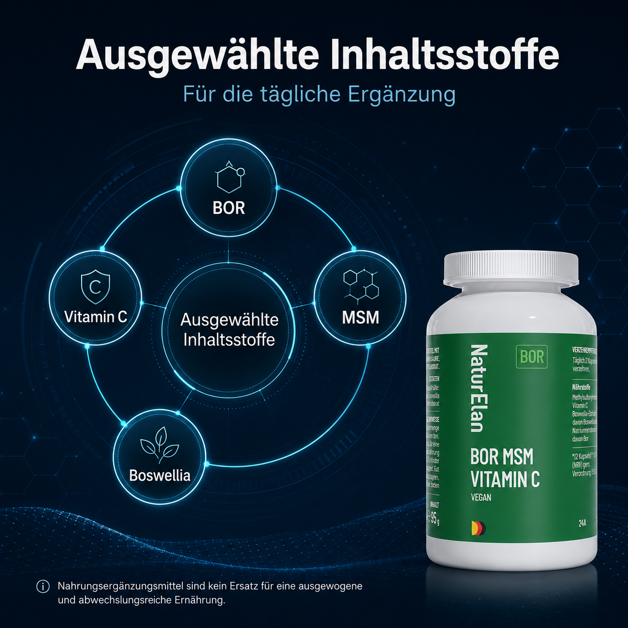 BOR MSM Vitamin C – 120 Kapseln | Vegan