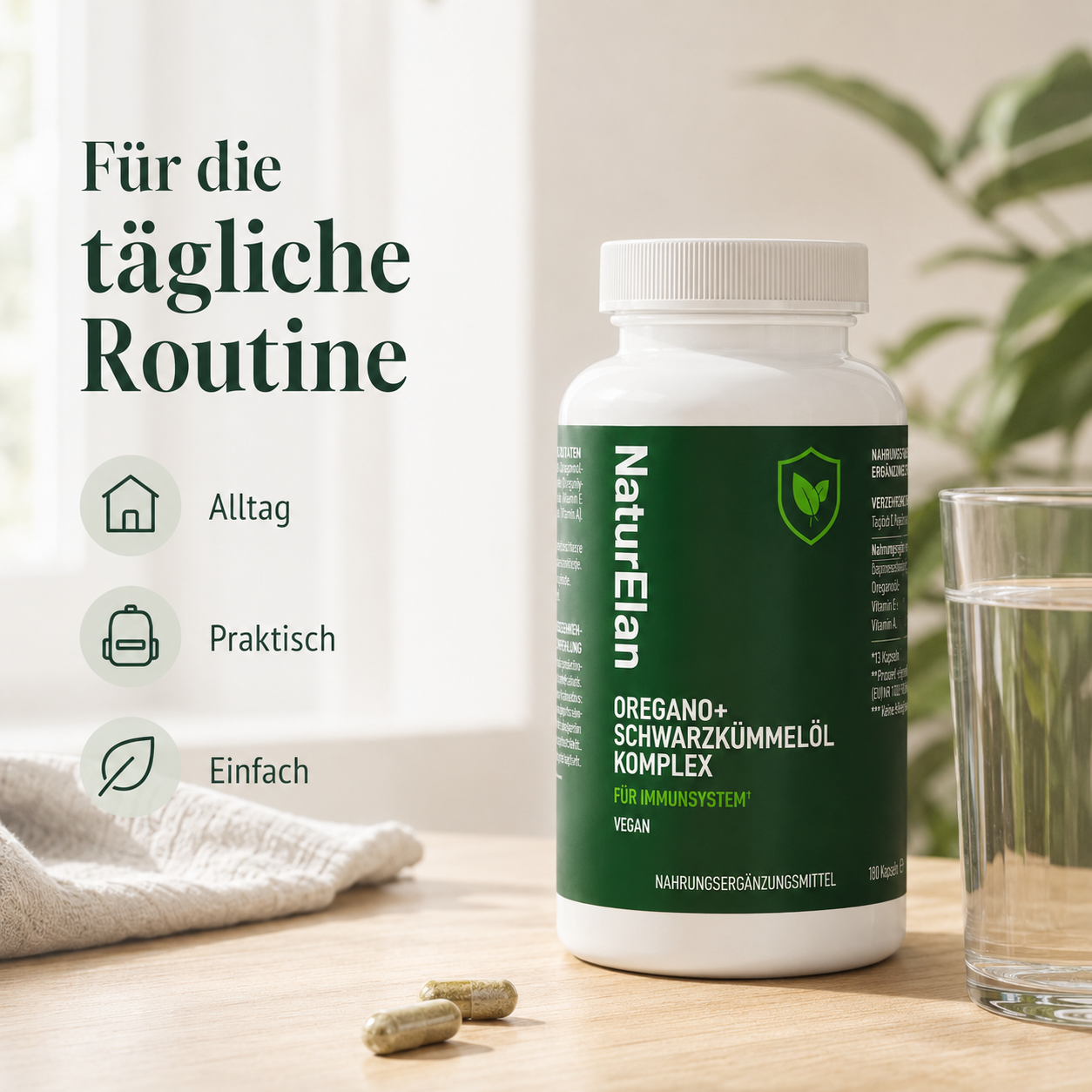 Oregano+ Schwarzkümmelöl Komplex – 180 Kapseln | Vegan