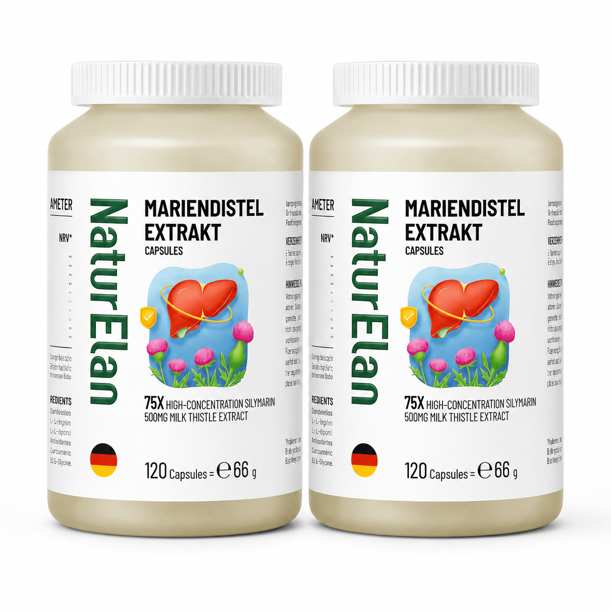 NaturElan Mariendistel Extrakt Kapseln 75x – Doppelpack (2 x 120 Kapseln)